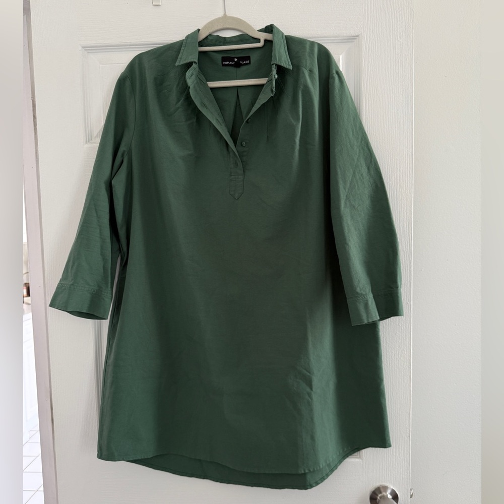 Tuckernuck Pomander Place Polly 3/4 Sleeve Green Shirt Dress